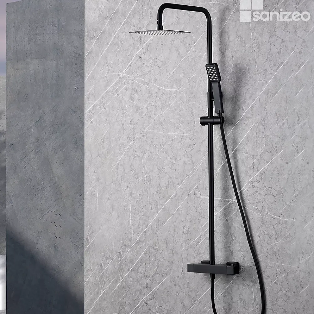 Colonne De Douche Thermostatique|Imex Colonne de Douche Thermostatique Anti-Calcaire Noir Mat ART BTAR025/NG