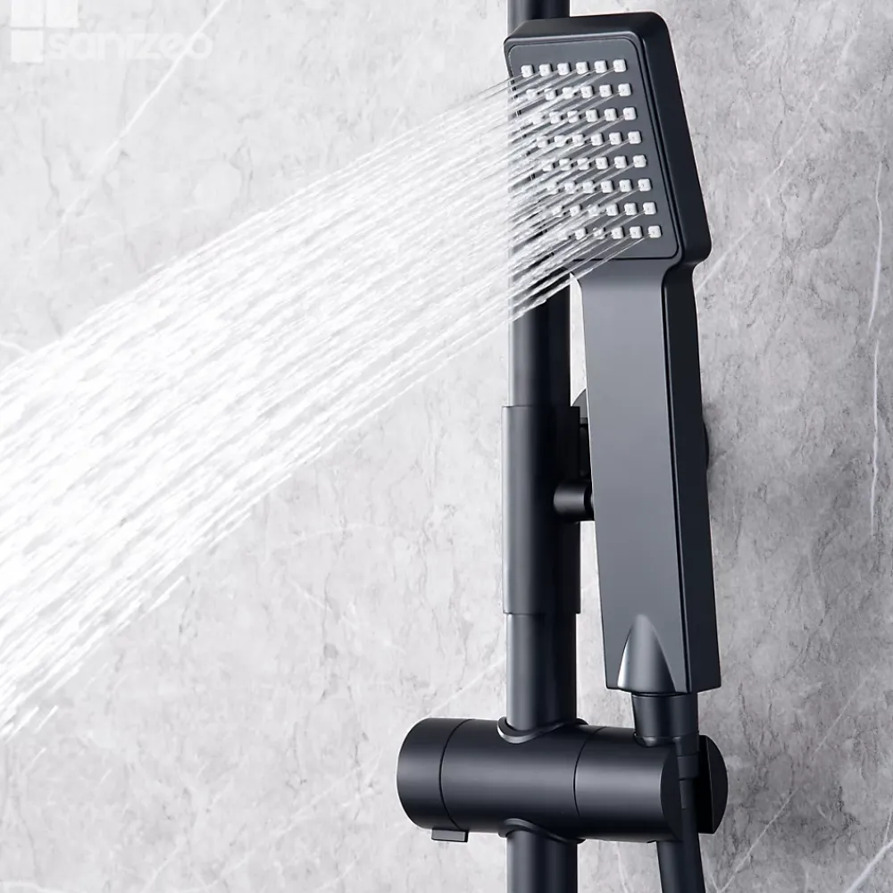 Colonne De Douche Thermostatique|Imex Colonne de Douche Thermostatique Anti-Calcaire Noir Mat ART BTAR025/NG