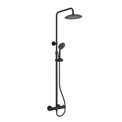 Colonne De Douche Thermostatique|Galedo Colonne de douche thermostatique avec pommeau + douchette 2 jets + flexible + barre réglable, noir mat, Arty