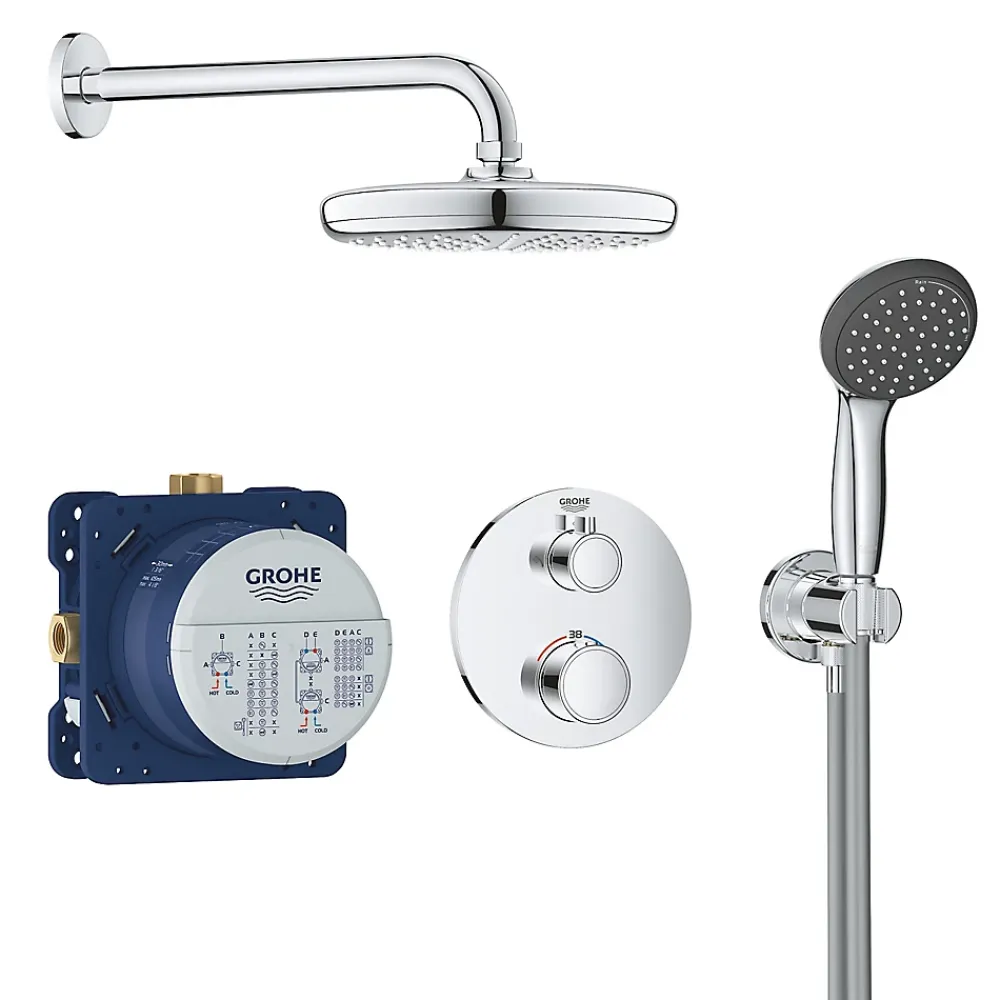 Grohe Colonne de douche thermostatique à encastrer, chrome, Precision Trend