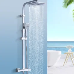 Colonne De Douche Thermostatique|Homelody Colonne de Douche Thermostatique, Ensemble de Douche Réglable en Hauteur, Système de douche en Laiton, Ensemble de Douche Mural