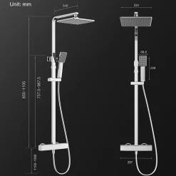 Colonne De Douche Thermostatique|Homelody Colonne de Douche Thermostatique, Ensemble de Douche Réglable en Hauteur, Système de douche en Laiton, Ensemble de Douche Mural