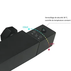 AICA Sanitaire Colonne de douche thermostatique 200mm, kit carré noir AICA
