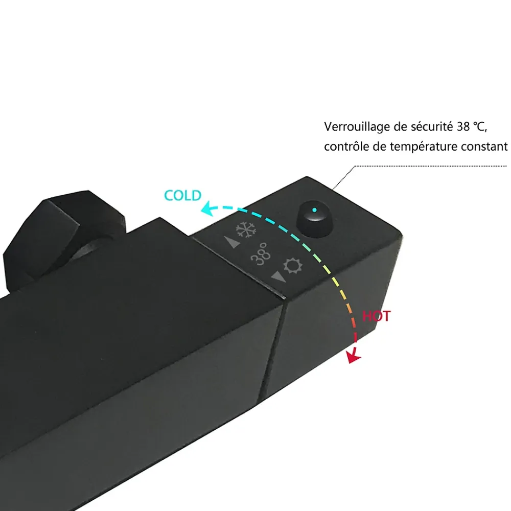 AICA Sanitaire Colonne de douche thermostatique 200mm, kit carré noir AICA