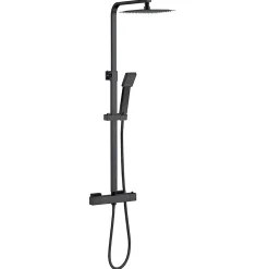 Colonne De Douche Thermostatique|AICA Sanitaire Colonne de douche thermostatique avec pomme de tête, douchette et flexible,noir mat, AICA