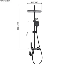 Colonne De Douche Mécanique|Homelody Colonne de Douche Thermostatique avec Étagère Jet Pluie et Cascade Hauteur Réglable 800-1000 mm Verre et Laiton Noir