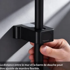Colonne De Douche Mécanique|Homelody Colonne de Douche Thermostatique avec Étagère Jet Pluie et Cascade Hauteur Réglable 800-1000 mm Verre et Laiton Noir