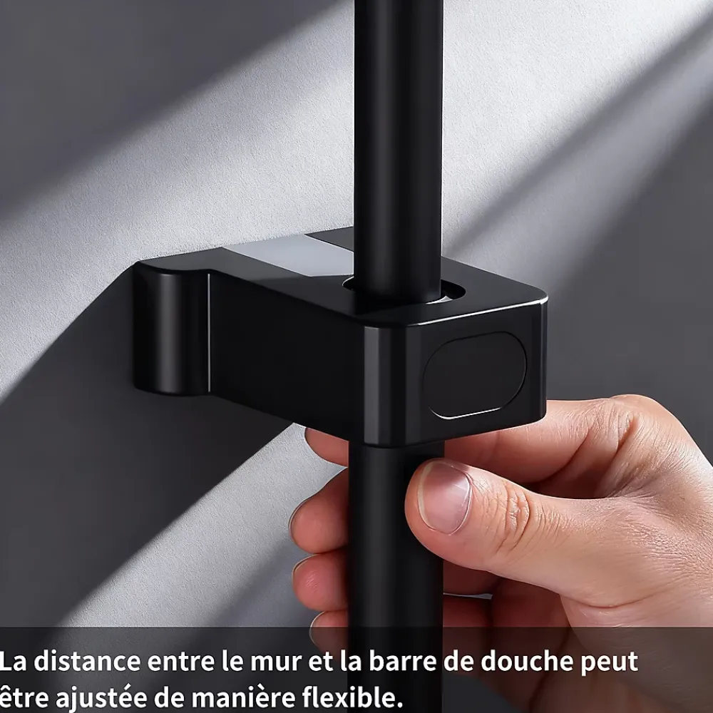 Colonne De Douche Mécanique|Homelody Colonne de Douche Thermostatique avec Étagère Jet Pluie et Cascade Hauteur Réglable 800-1000 mm Verre et Laiton Noir