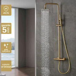 Colonne De Douche Thermostatique|Imex Colonne de Douche Thermostatique Anti-Calcaire Or Brossé MONZA BTM039/OC