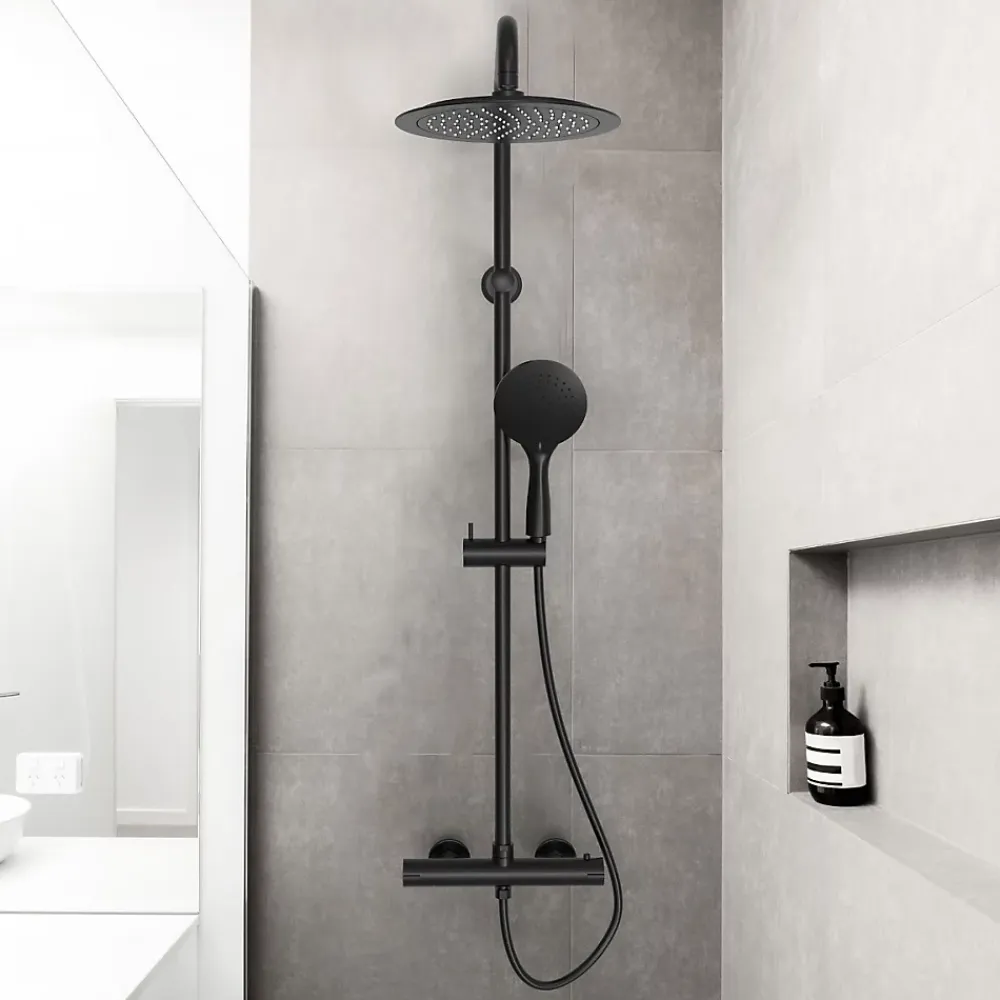 Colonne De Douche Thermostatique|Essebagno Colonne de douche thermostatique noire mate Essegoia