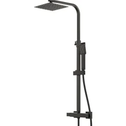 Colonne De Douche Thermostatique|AICA Sanitaire Colonne de douche thermostatique 200mm, kit carré noir