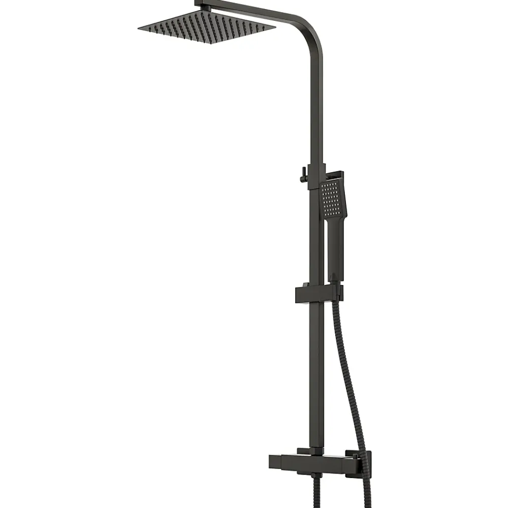 Colonne De Douche Thermostatique|AICA Sanitaire Colonne de douche thermostatique 200mm, kit carré noir