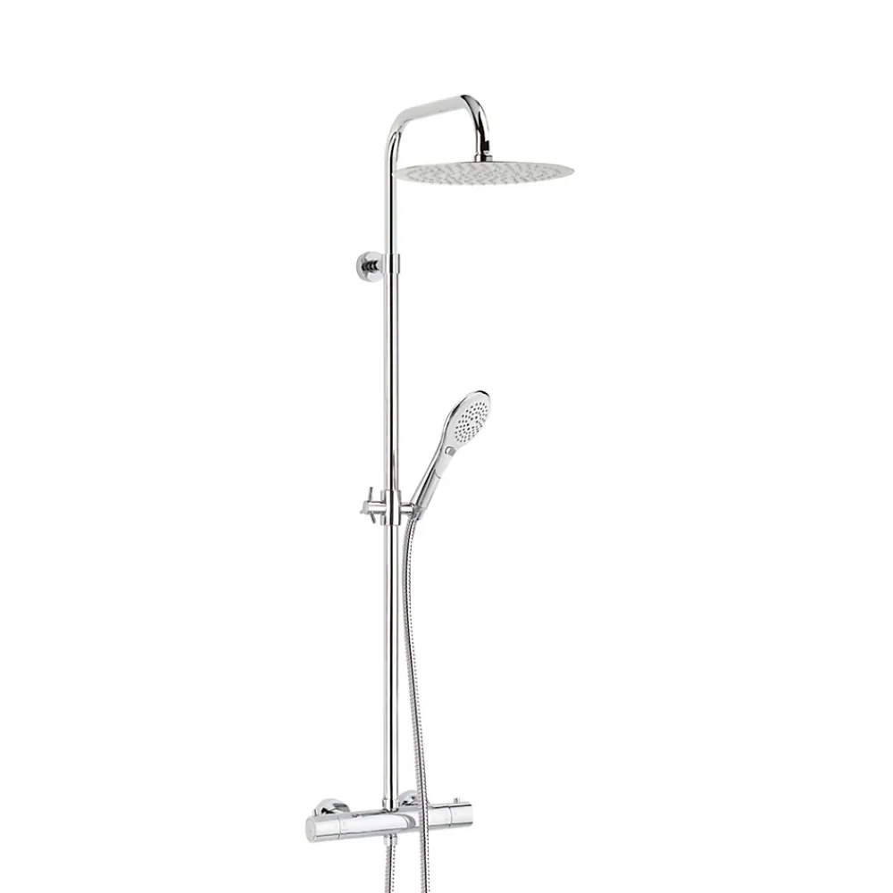 Colonne De Douche Thermostatique|Valentin Colonne de douche thermostatique avec pomme de tête ronde, douchette et flexible, chrome, Inouie
