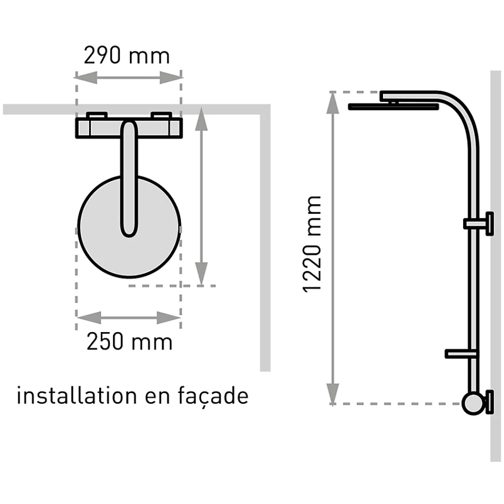 Colonne De Douche Thermostatique|Valentin Colonne de douche thermostatique avec pomme de tête ronde, douchette et flexible, chrome, Inouie