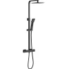 Colonne De Douche Thermostatique|AICA Sanitaire Colonne de douche thermostatique avec pomme de tête, douchette et flexible,noir mat, Carré, AICA