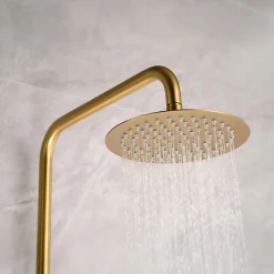 Colonne De Douche Encastrable|Imex Products Colonne de douche thermostatique or brosse acier et laiton PVD avec flexible et douchette