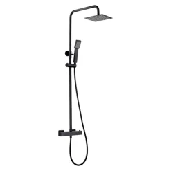 Imex Products Colonne de douche thermostatique noire mate en acier et laiton avec douchette extensible