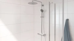 Colonne De Douche Thermostatique|Grohe Colonne de douche thermostatique avec pommeau + douchette 3 jets + flexible + barre réglable, chrome, Vitalio Joy System 260