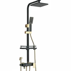 Colonne De Douche Thermostatique|Signature Colonne de douche thermostatique élégante noir et doré