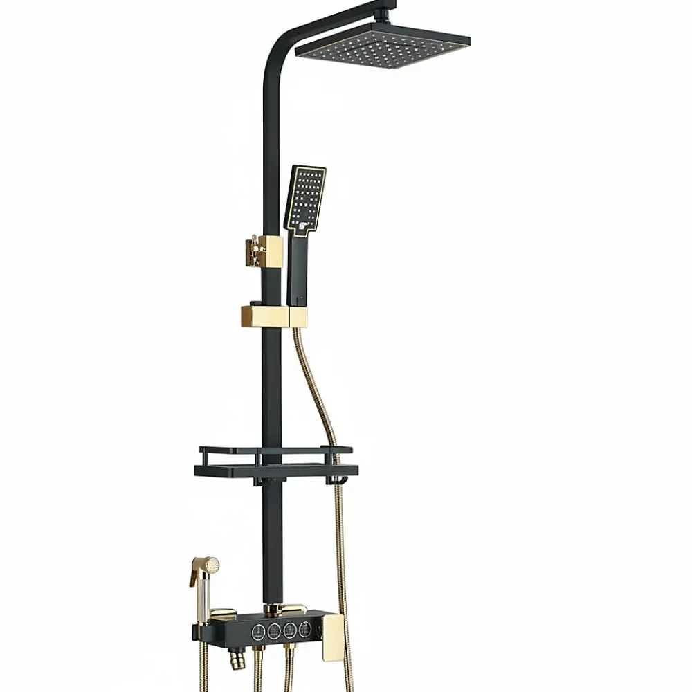 Colonne De Douche Thermostatique|Signature Colonne de douche thermostatique élégante noir et doré