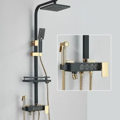 Colonne De Douche Thermostatique|Signature Colonne de douche thermostatique élégante noir et doré