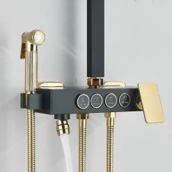 Colonne De Douche Thermostatique|Signature Colonne de douche thermostatique élégante noir et doré