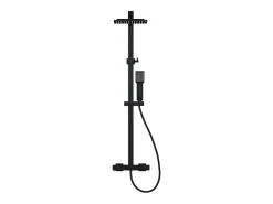 Vente-unique Colonne de douche thermostatique en acier inoxydable - 120 cm - Noir mat - PENEDA