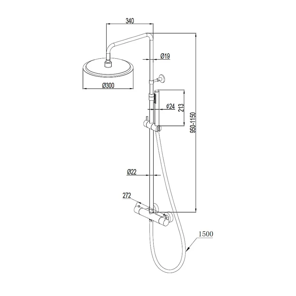 Essebagno Colonne de douche thermostatique corps froid or brossé Delice II