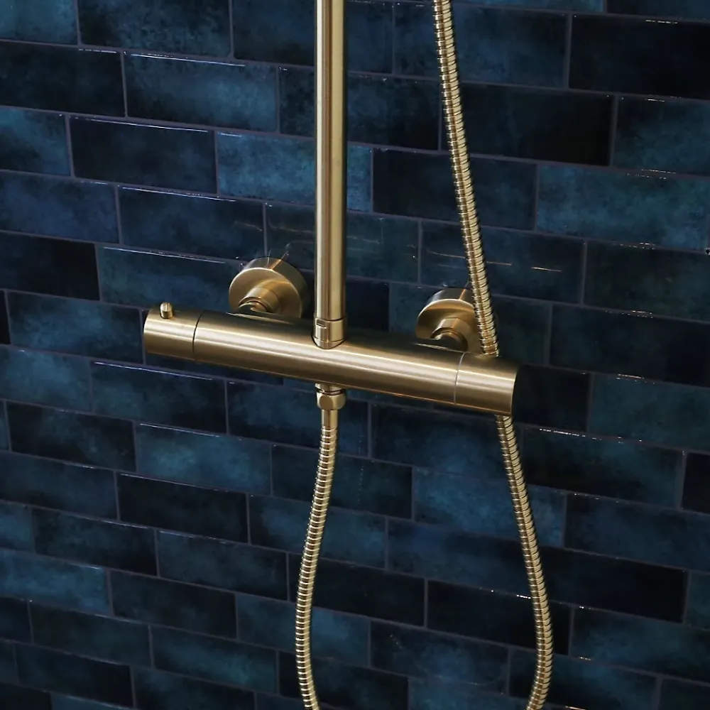 Essebagno Colonne de douche thermostatique corps froid or brossé Delice II