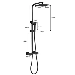 Teeno Colonne de Douche Thermostatique, Réglable en Hauteur, Noir