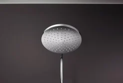 Hansgrohe Colonne de douche thermostatique avec pommeau + douchette 2 jets + flexible + barre réglable, chrome, Vernis Blend 200 EcoSmart