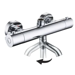 Kibath Colonne de douche thermostatique extra-longue AVEC bec carré de 100-150 cm, finition chrome poli, en laiton