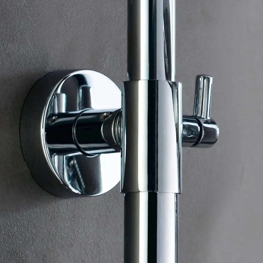 Kibath Colonne de douche thermostatique extra-longue AVEC bec carré de 100-150 cm, finition chrome poli, en laiton