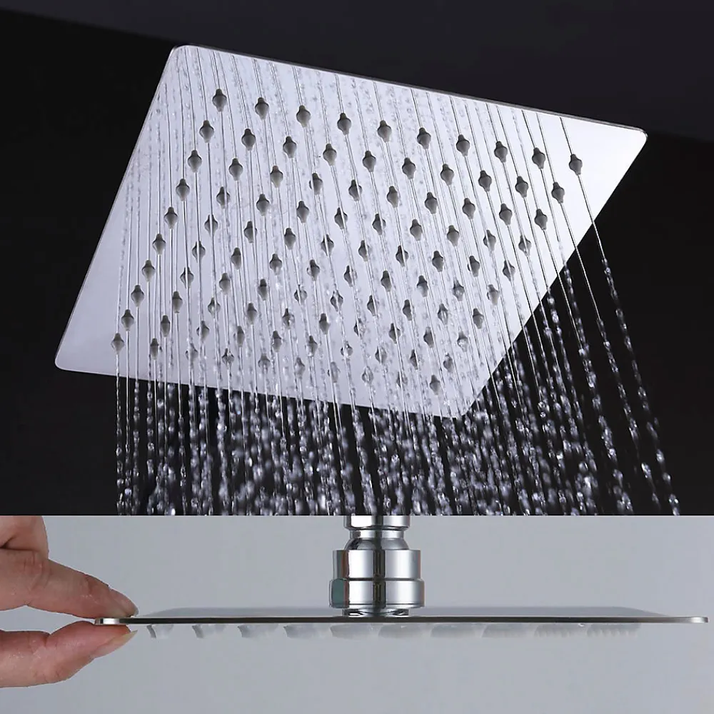 Kibath Colonne de douche thermostatique extra-longue AVEC bec carré de 100-150 cm, finition chrome poli, en laiton