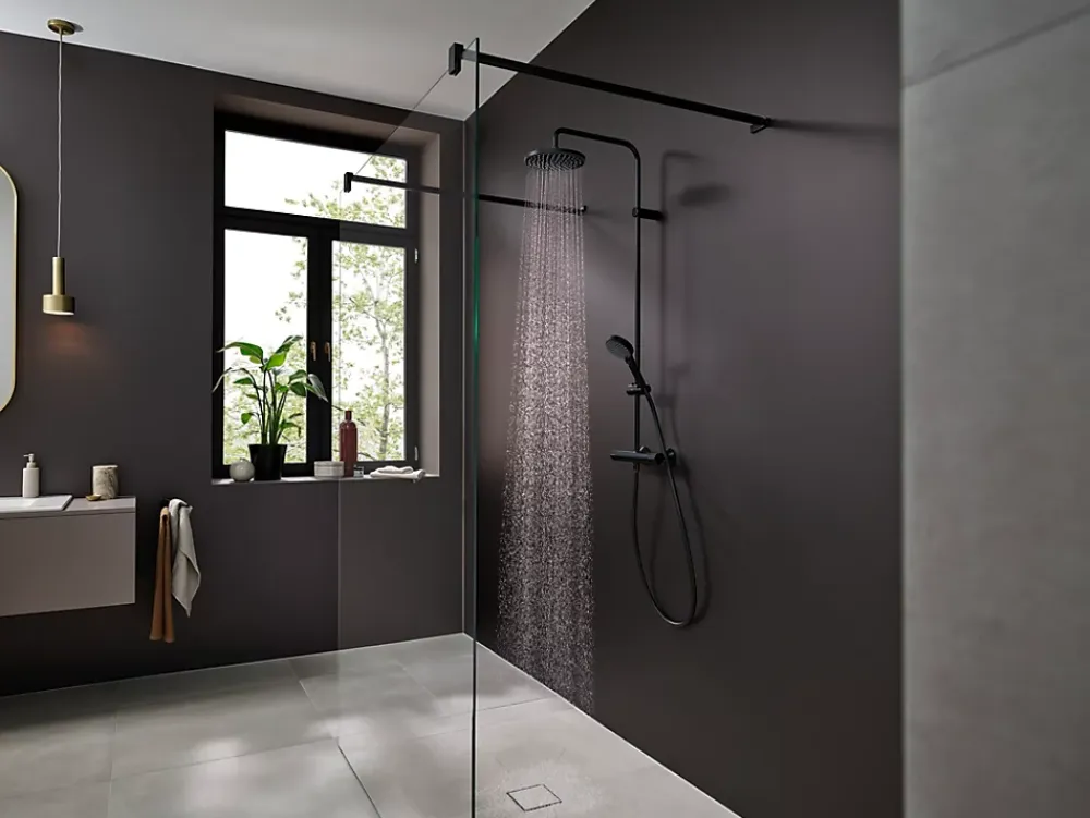 Colonne De Douche Thermostatique|Hansgrohe Colonne de douche thermostatique noir mat Vernis Blend