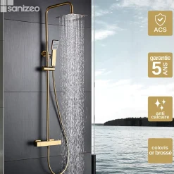 Colonne De Douche Thermostatique|Imex Colonne de Douche Thermostatique Anti-Calcaire Or Brossé ART BTAR025/OC
