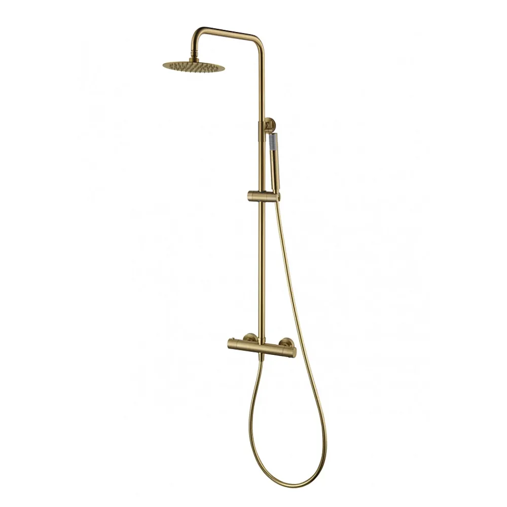 Colonne De Douche Thermostatique|Imex Colonne de douche thermostatique - Monza - Diamètre tête de douche : 300 mm - Coloris: or brossé