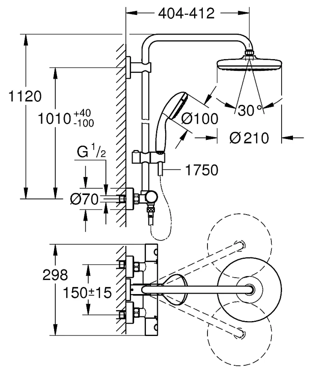 Colonne De Douche Thermostatique|Grohe Colonne de douche thermostatique chrome Vitalio Start 2