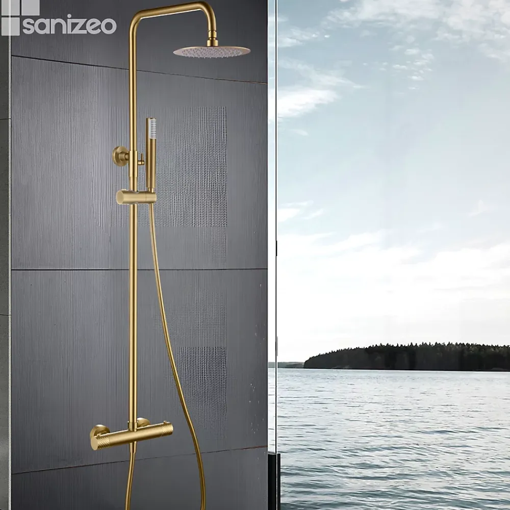 Colonne De Douche Thermostatique|Imex Colonne de Douche Thermostatique Anti-Calcaire Or Brossé GENOVA BTG053/OC