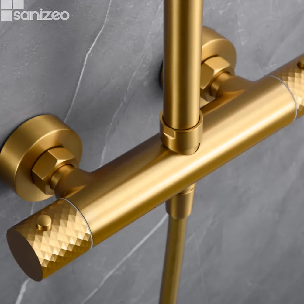 Colonne De Douche Thermostatique|Imex Colonne de Douche Thermostatique Anti-Calcaire Or Brossé GENOVA BTG053/OC