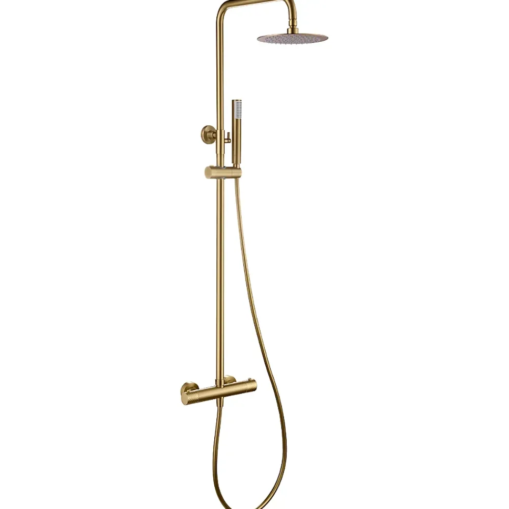 Colonne De Douche Thermostatique|Imex Colonne de Douche Thermostatique Anti-Calcaire Or Brossé GENOVA BTG053/OC