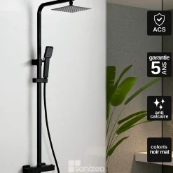 Colonne De Douche Thermostatique|Imex Colonne de Douche Thermostatique Anti-Calcaire Noir Mat VIGO BTV013/NG