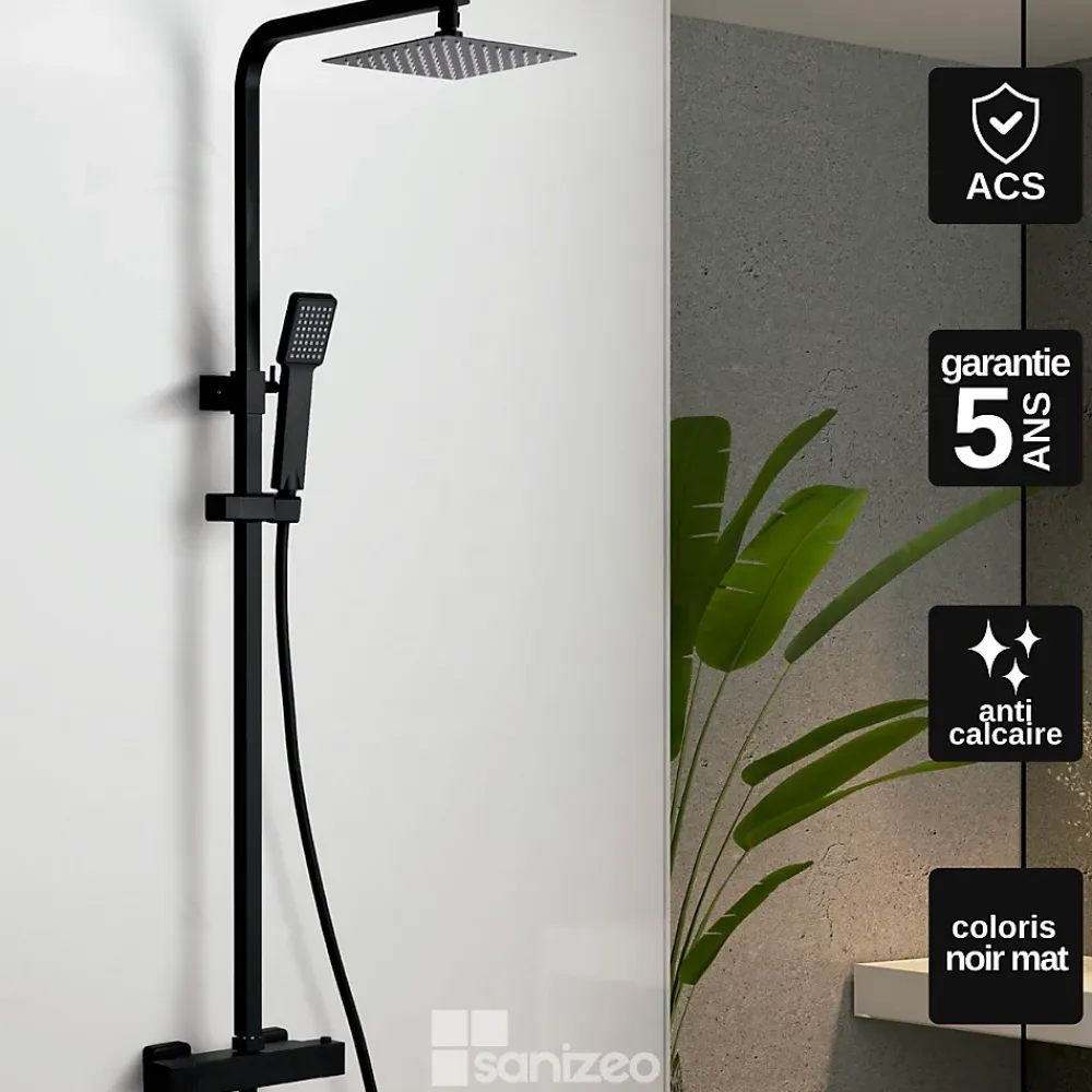 Colonne De Douche Thermostatique|Imex Colonne de Douche Thermostatique Anti-Calcaire Noir Mat VIGO BTV013/NG