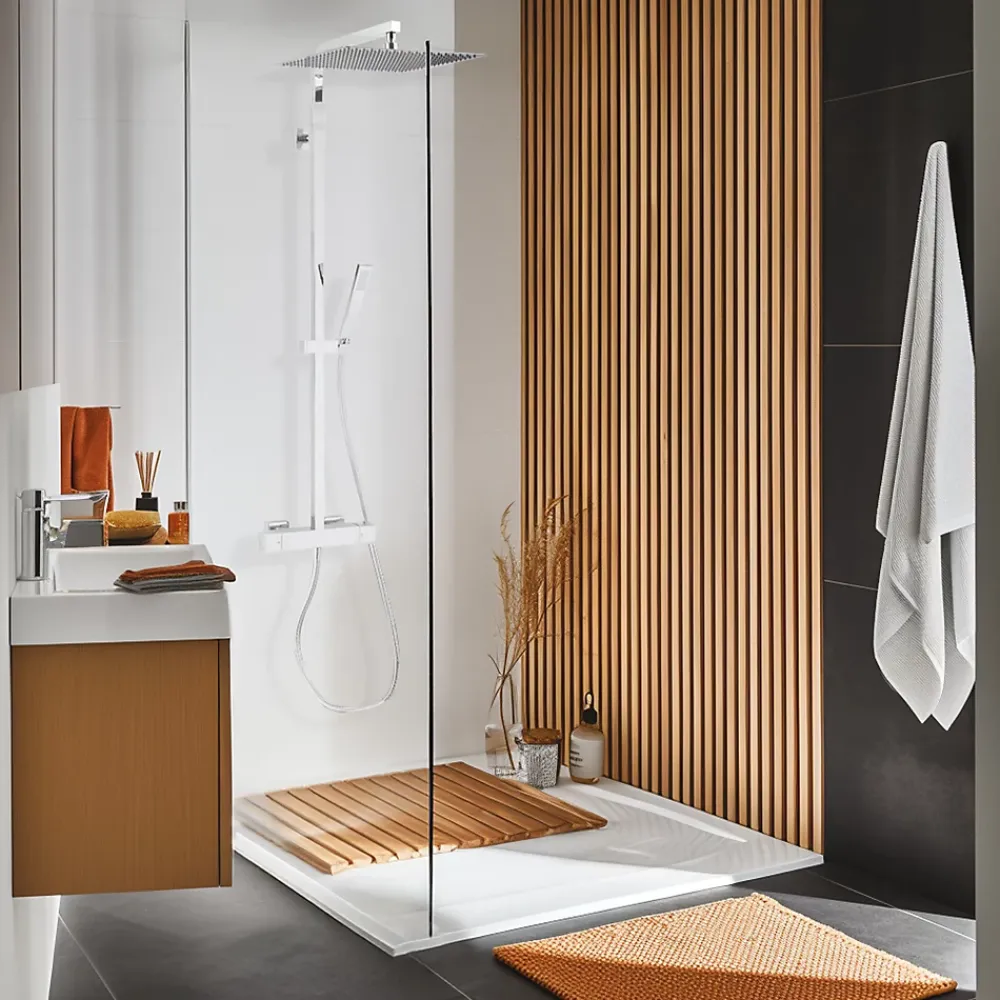 Colonne De Douche Thermostatique|Valentin Colonne de douche thermostatique avec pomme de tête, douchette et flexible, chrome, Allure