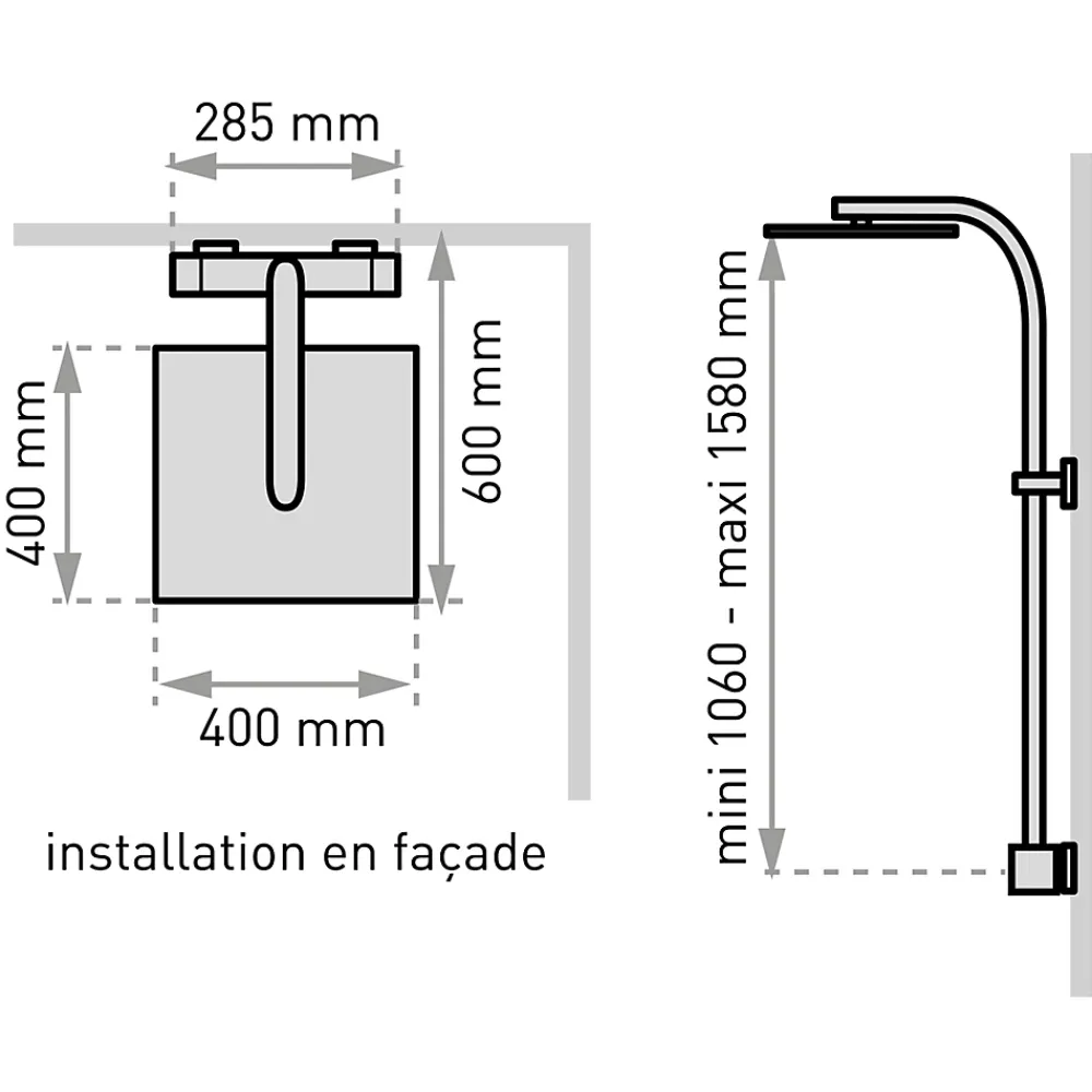 Colonne De Douche Thermostatique|Valentin Colonne de douche thermostatique avec pomme de tête, douchette et flexible, chrome, Allure
