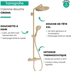 Colonne De Douche Thermostatique|Hansgrohe Colonne de douche thermostatique Croma Select S 280 bronze brossé