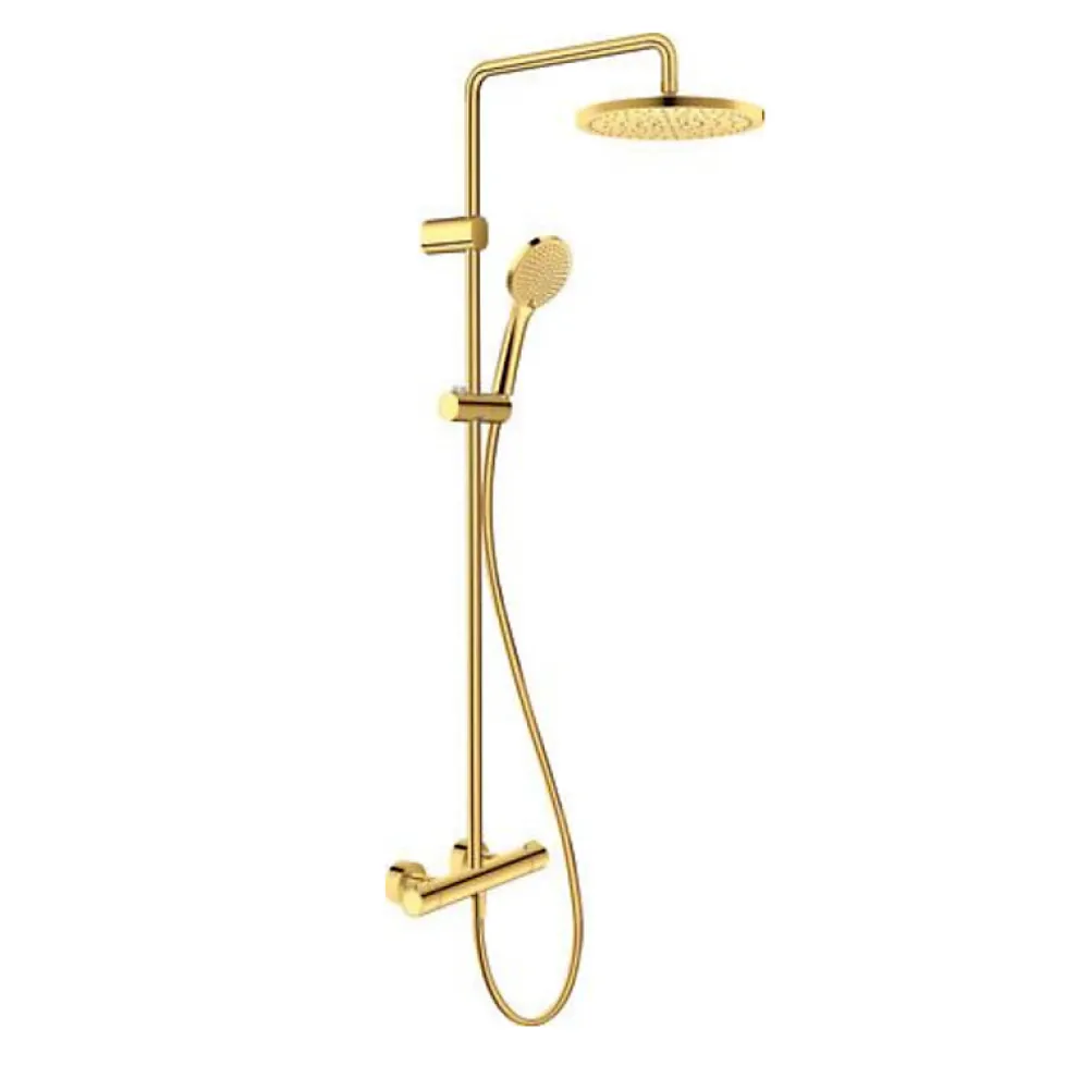 Duravit Colonne de douche thermostatique MinusFlow doré poli