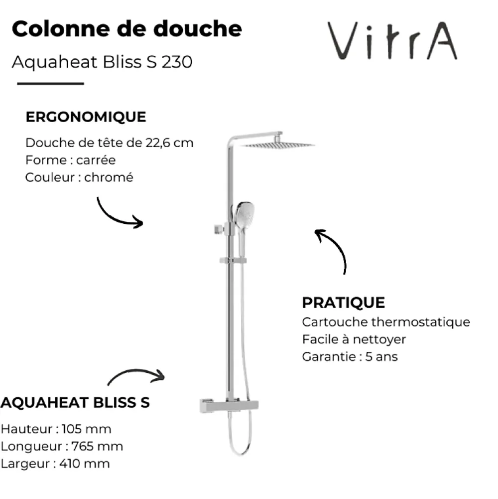 Vitra Colonne de douche Aquaheat Bliss S 230