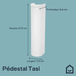 GoodHome Colonne de lavabo en céramique blanc brillant l.17,3 x H.67,9 x P.16,9 cm Tasi