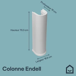 GoodHome Colonne de lavabo en céramique blanche blanche l.21 x H.70,3 x P.18,5 cm, Endell